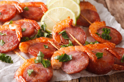 Prawn & Chorizo Skewers with Simply Stirred Chilli Jam