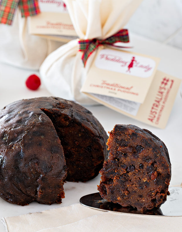 Chocolate Christmas Pudding 800g - Log in cloth