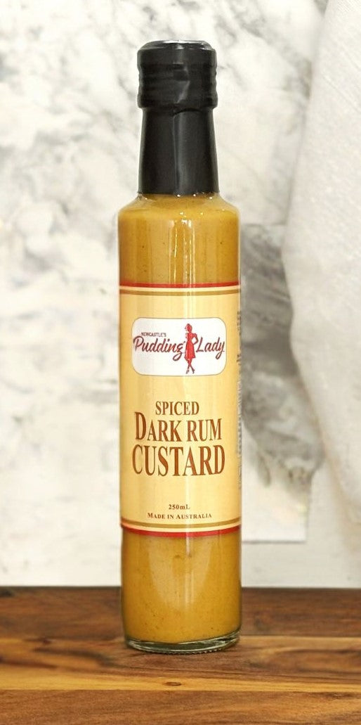 250ml bottle of Spiced Dark Rum Custard for Pudding Lady